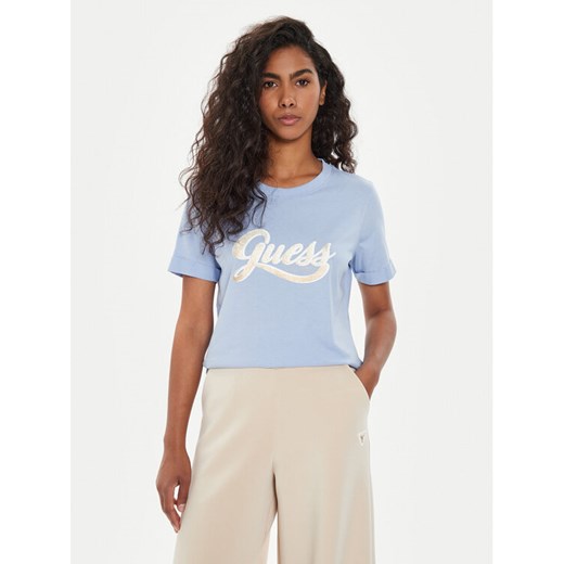 Guess T-Shirt W4YI09 JA914 Niebieski Regular Fit ze sklepu MODIVO w kategorii Bluzki damskie - zdjęcie 183765221