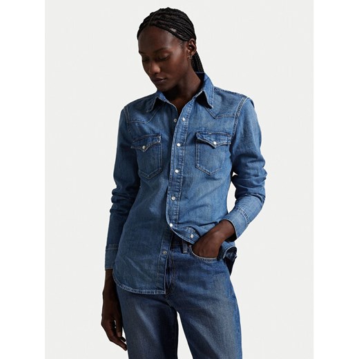 Polo Ralph Lauren Koszula jeansowa 211969402001 Granatowy Slim Fit ze sklepu MODIVO w kategorii Koszule damskie - zdjęcie 183765273