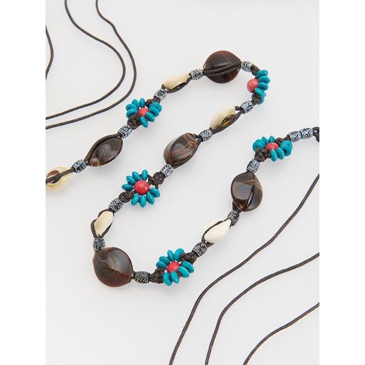 Reserved - Sznurkowy pasek z koralikami - wielobarwny Reserved ONE SIZE Reserved