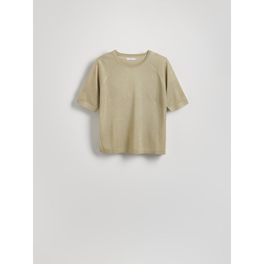 Reserved - Bluzka z wiskozą - oliwkowy Reserved M Reserved