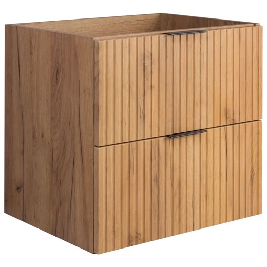 Ryflowana łazienkowa szafka z szufladami 60 cm dąb craft złoty H8-G98 ze sklepu Edinos.pl w kategorii Szafki i regały łazienkowe - zdjęcie 183769600