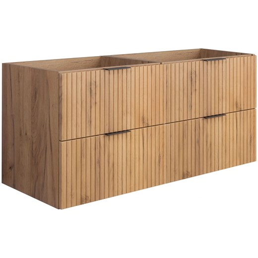 Podwójna ryflowana szafka łazienkowa 120 cm dąb craft złoty N9-E04 ze sklepu Edinos.pl w kategorii Szafki i regały łazienkowe - zdjęcie 183769610