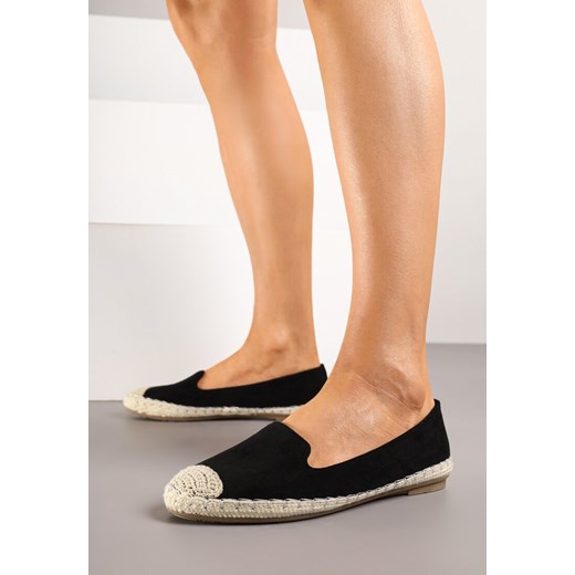 Czarne Espadryle Ozdobione Plecionką Tiaziane ze sklepu born2be.pl w kategorii Espadryle damskie - zdjęcie 183769784