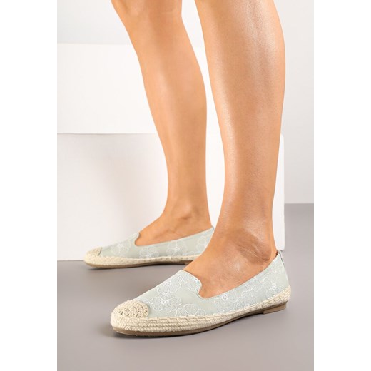Jasnozielone Espadryle w Kwiaty z Plecionką Raloria ze sklepu born2be.pl w kategorii Espadryle damskie - zdjęcie 183769790