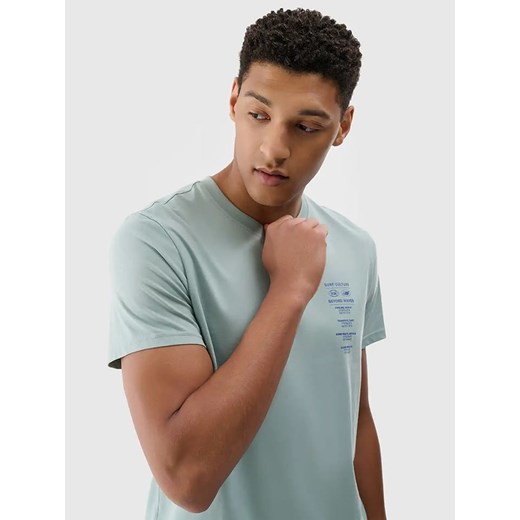 T-shirt męski 4F niebieski z krótkim rękawem w sportowym stylu 