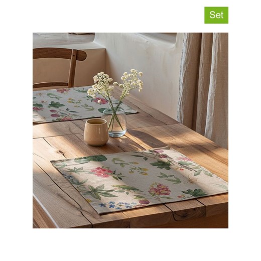Mint Rugs Podkładki stołowe (2 szt.) w kolorze kremowo-zielono-różowym - 50 x 40 cm ze sklepu Limango Polska w kategorii Podkładki na stół - zdjęcie 183770752