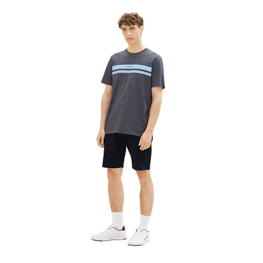 T-shirt męski szary Tom Tailor w abstrakcyjnym wzorze bawełniany z krótkim rękawem 