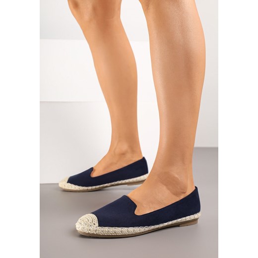 Espadryle damskie Renee granatowe płaskie z tkaniny