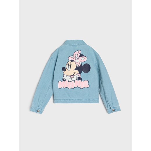 Sinsay - Kurtka jeansowa z nadrukiem na plecach Minnie Mouse - niebieski Sinsay 140 (9-10 l) Sinsay