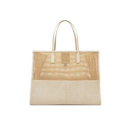 Torebka Tommy Hilfiger Th City Summer Tote Woven AW0AW17640 Beżowy ze sklepu eobuwie.pl w kategorii Torby Shopper bag - zdjęcie 183775440