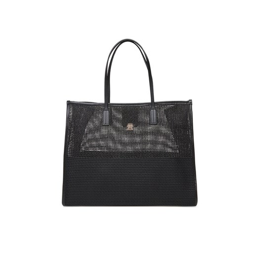 Torebka Tommy Hilfiger Th City Summer Tote Woven AW0AW17640 Czarny ze sklepu eobuwie.pl w kategorii Torby Shopper bag - zdjęcie 183775690