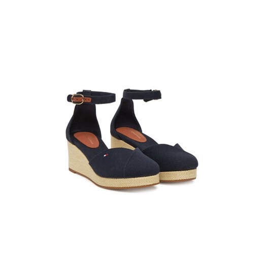 Espadryle damskie Tommy Hilfiger na koturnie z klamrą eleganckie 