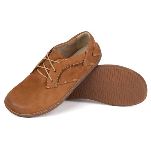 Olivier Barefoot Damskie minimalistyczne buty skórzane 1082 brąz nubuk brązowe ze sklepu ButyModne.pl w kategorii Półbuty damskie - zdjęcie 183777772