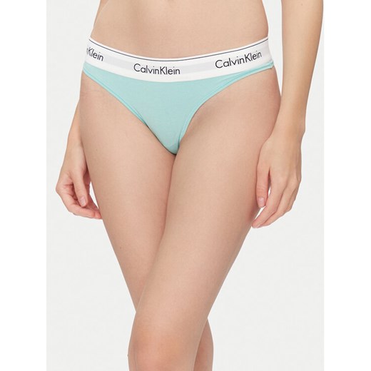 Calvin Klein Underwear Stringi 0000F3786E Zielony ze sklepu MODIVO w kategorii Majtki damskie - zdjęcie 183778604