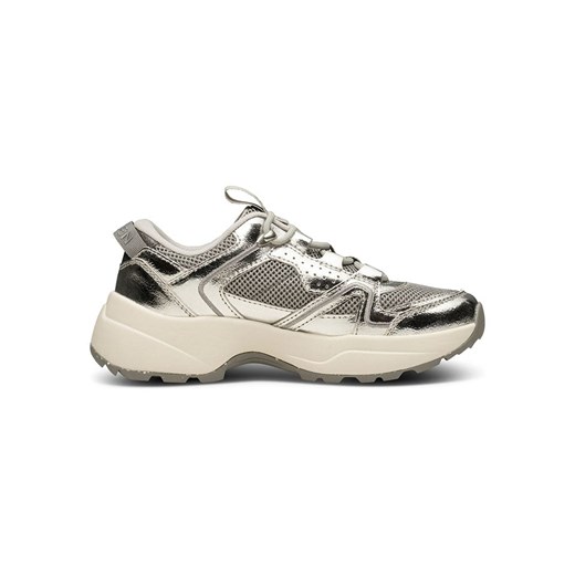 Srebrne buty sportowe damskie Woden sneakersy sznurowane na wiosnę 