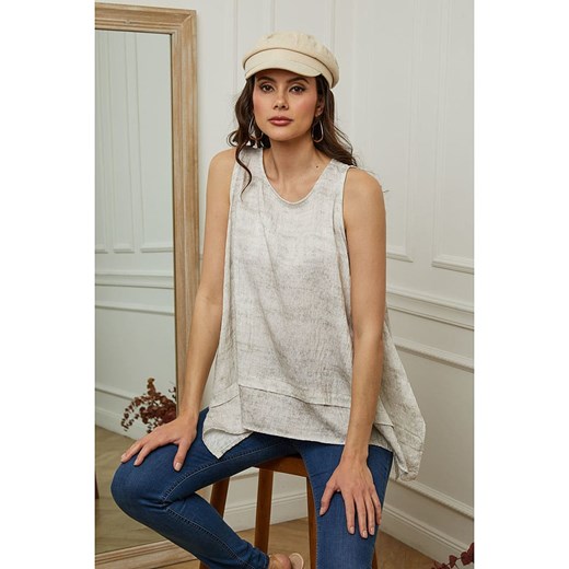 Szara bluzka damska Plume z okrągłym dekoltem bez rękawów 