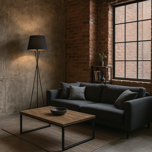 Czarna lampa stojąca w stylu loftowym TOKIO VELUR ze sklepu Lysne w kategorii Lampy podłogowe - zdjęcie 183783334
