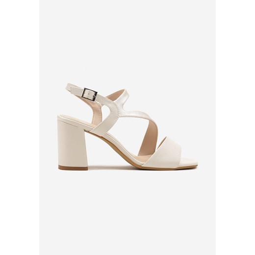 Biało-Złote Sandały na Słupku z Wkładką ze Skóry Naturalnej Natirelle Renee 36 renee.pl