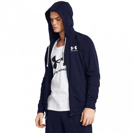 Męska bluza dresowa rozpinana z kapturem Under Armour UA Rival Terry Lc Fz - granatowa ze sklepu Sportstylestory.com w kategorii Bluzy męskie - zdjęcie 183785401