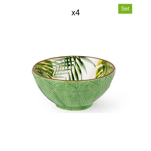 Trendy Kitchen by EXCÉLSA Miski (4 szt.) &quot;Foliage&quot; w kolorze zielono-białym - wys. 6,5 x Ø 13,5 cm ze sklepu Limango Polska w kategorii Miski - zdjęcie 183785462