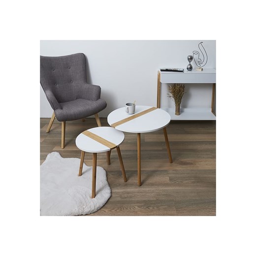 THE HOME DECO FACTORY Stolik w kolorze biało-jasnobrązowym - 60 x Ø 48 cm ze sklepu Limango Polska w kategorii Stoliki kawowe - zdjęcie 183785501