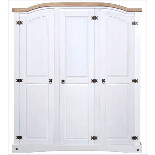 Szafa z potrójnymi drzwiami z drewna sosnowego biały + miodowy brąz - Emaro 5X Elior One Size okazyjna cena Edinos.pl