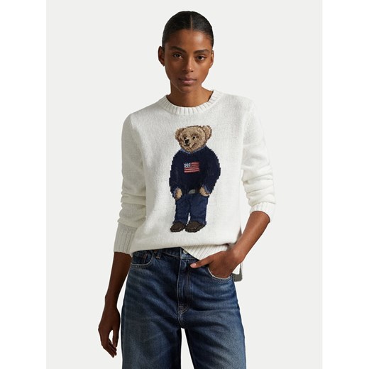 Polo Ralph Lauren Sweter 211978359001 Biały Relaxed Fit ze sklepu MODIVO w kategorii Swetry damskie - zdjęcie 183788401