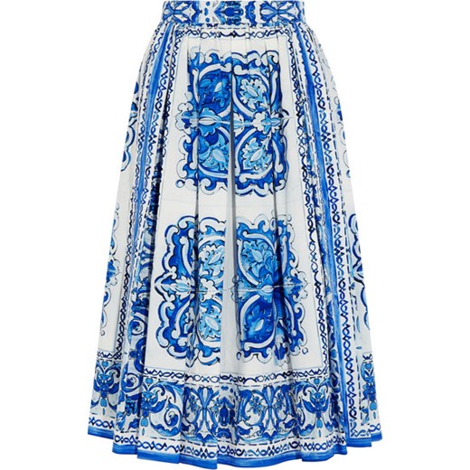 Printed cotton-poplin midi skirt net-a-porter niebieski midi