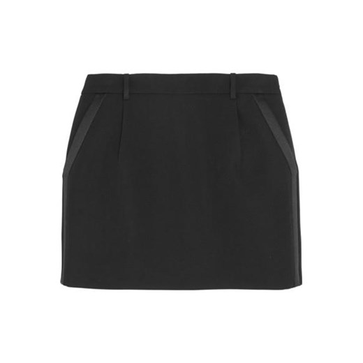 Silk-trimmed wool-crepe mini skirt net-a-porter czarny mini