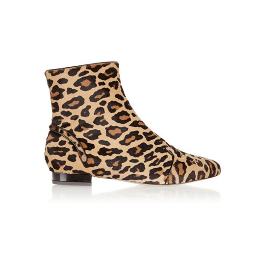 Puss In Boots leopard-print calf hair ankle boots net-a-porter brazowy 