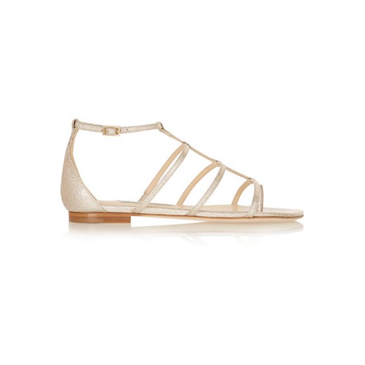 Dory metallic textured-leather sandals net-a-porter bialy lato