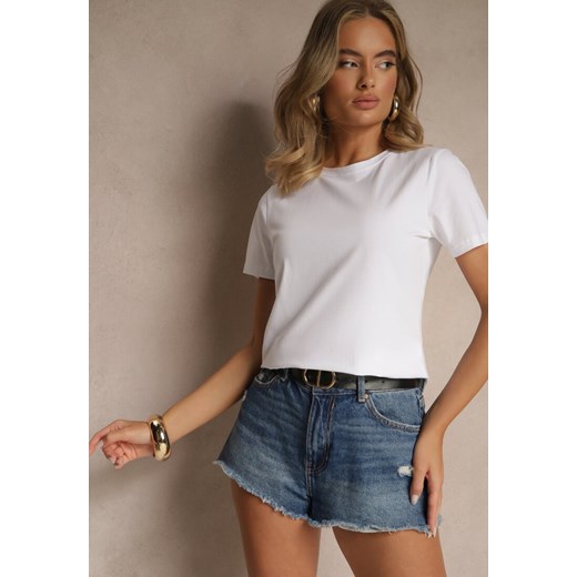 Biały Basicowy T-shirt z Bawełny Ralurelle ze sklepu renee.pl w kategorii Bluzki damskie - zdjęcie 183801883
