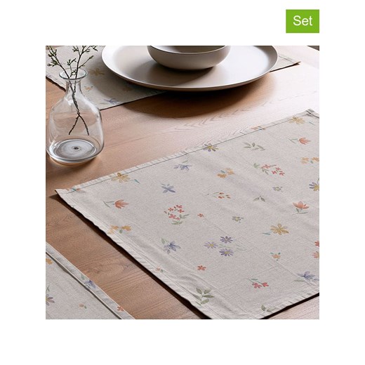 Mint Rugs Podkładki stołowe (2 szt.) &quot;Shayla&quot; w kolorze kremowo-zielonym - 50 x 40 cm ze sklepu Limango Polska w kategorii Podkładki na stół - zdjęcie 183803262