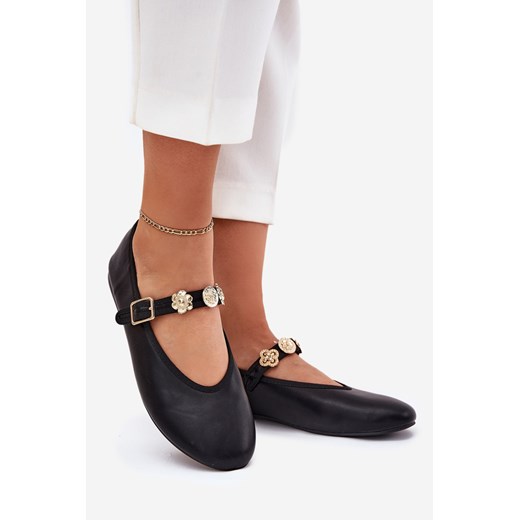 Boto balerinki bez zapięcia ze skóry 