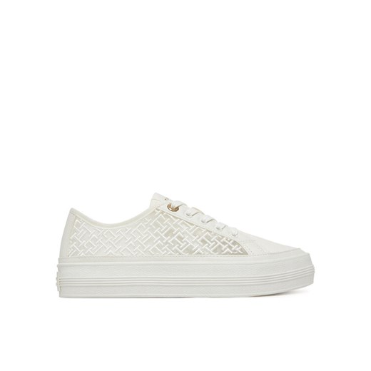 Sneakersy Tommy Hilfiger Vulc Embroidered Sneaker FW0FW08685 Biały ze sklepu eobuwie.pl w kategorii Buty sportowe damskie - zdjęcie 183807384