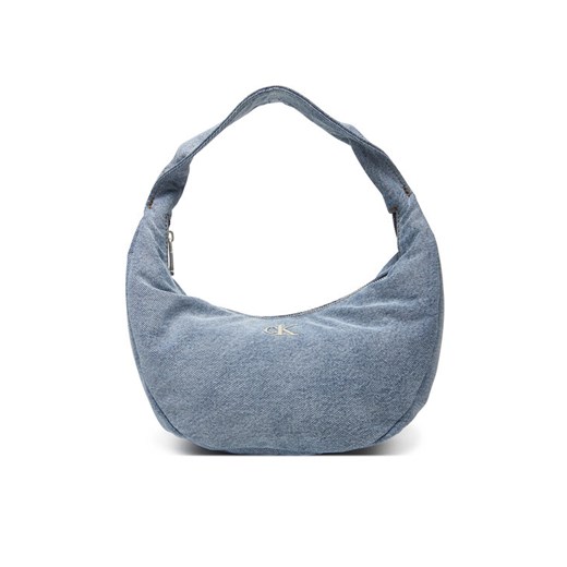 Torebka Calvin Klein Denim Soft Crescent Sm LV04F3207G Niebieski ze sklepu eobuwie.pl w kategorii Torebki hobo - zdjęcie 183807411