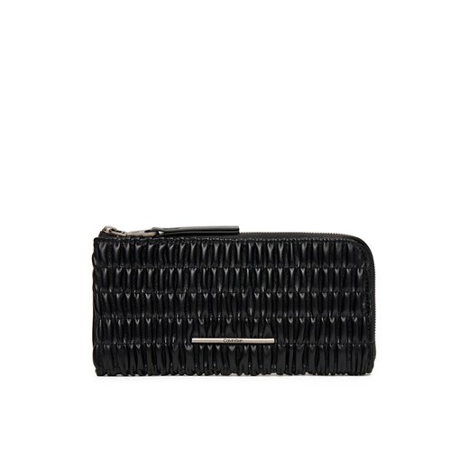Duży Portfel Damski Calvin Klein Ruched Long L-Zip LV04K1085G Czarny ze sklepu eobuwie.pl w kategorii Portfele damskie - zdjęcie 183807754