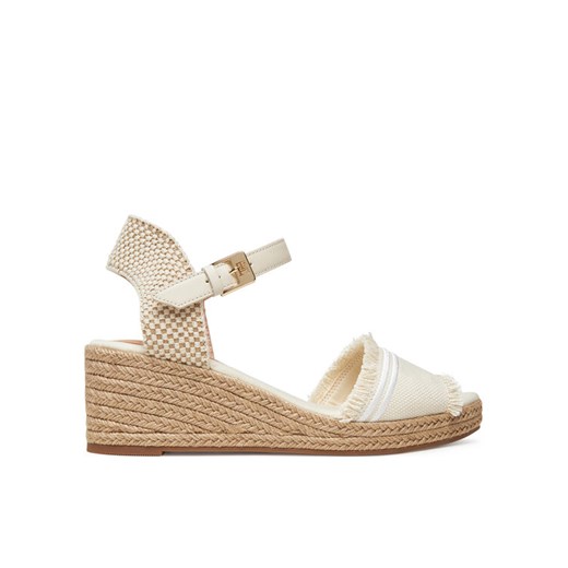 Espadryle Tommy Hilfiger Fringe Canvas Medium Wedge FW0FW08879 Beżowy ze sklepu eobuwie.pl w kategorii Espadryle damskie - zdjęcie 183807760