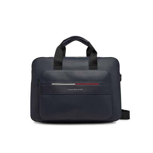 Torba na laptopa Tommy Hilfiger Th Foundation Computer Bag AM0AM13198 Granatowy ze sklepu eobuwie.pl w kategorii Torby na laptopa - zdjęcie 183807791