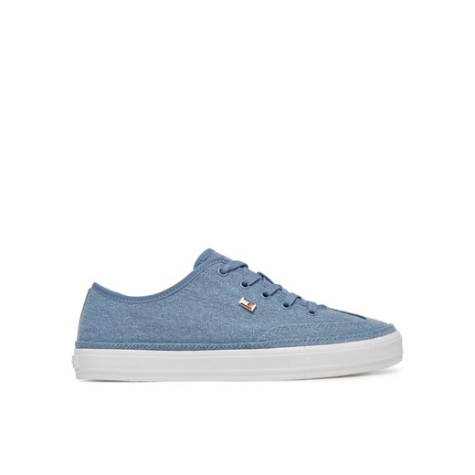 Sneakersy Tommy Hilfiger Washed Canvas Vulc Sneaker FW0FW08894 Niebieski ze sklepu eobuwie.pl w kategorii Buty sportowe damskie - zdjęcie 183807843