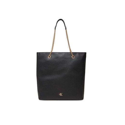 Torebka Calvin Klein Minimal Monogram Chain Tote LV04F3204G Czarny ze sklepu eobuwie.pl w kategorii Torby Shopper bag - zdjęcie 183807960