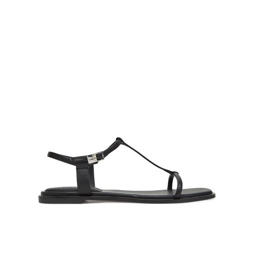 Sandały Calvin Klein Flat Sandal Squared Buckle Lth HW0HW02556 Czarny ze sklepu eobuwie.pl w kategorii Sandały damskie - zdjęcie 183808370