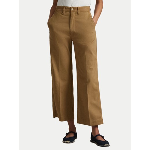 Polo Ralph Lauren Spodnie materiałowe 211873988001 Beżowy Wide Leg ze sklepu MODIVO w kategorii Spodnie damskie - zdjęcie 183813150