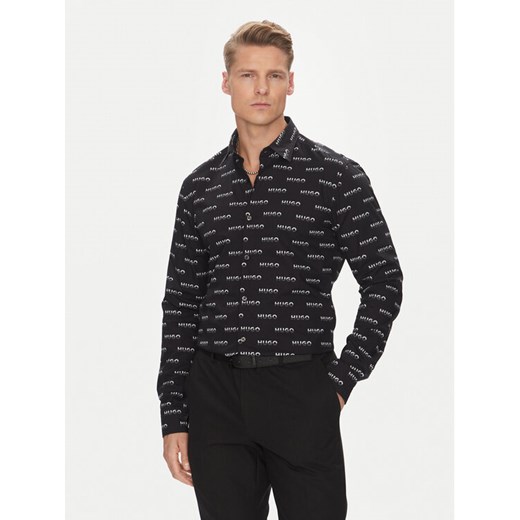 HUGO Koszula Ermo 50545349 Czarny Slim Fit ze sklepu MODIVO w kategorii Koszule męskie - zdjęcie 183813414