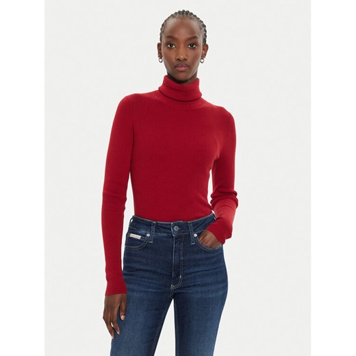 Calvin Klein Jeans Golf J20J224225 Czerwony Regular Fit ze sklepu MODIVO w kategorii Swetry damskie - zdjęcie 183813463