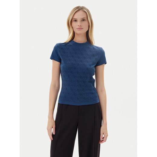 Guess T-Shirt W4BI26 J1314 Granatowy Slim Fit ze sklepu MODIVO w kategorii Bluzki damskie - zdjęcie 183813472