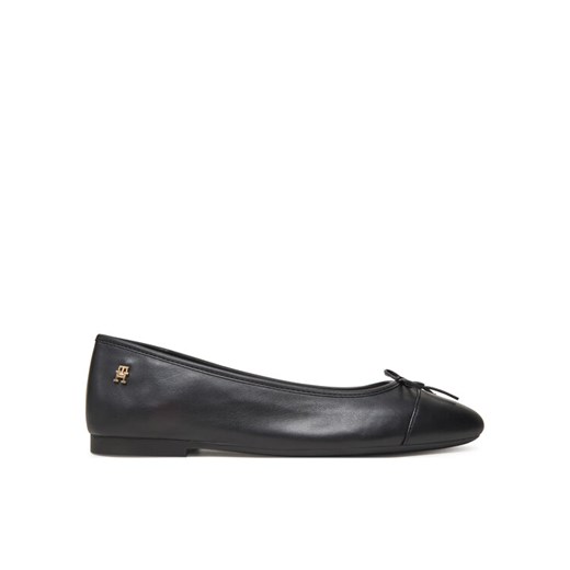 Tommy Hilfiger Baleriny Toe Cap Leather Ballerina FW0FW08759 Czarny ze sklepu MODIVO w kategorii Balerinki - zdjęcie 183813510