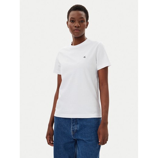 Calvin Klein Jeans T-Shirt LV047B224G Biały Regular Fit ze sklepu MODIVO w kategorii Bluzki damskie - zdjęcie 183813522