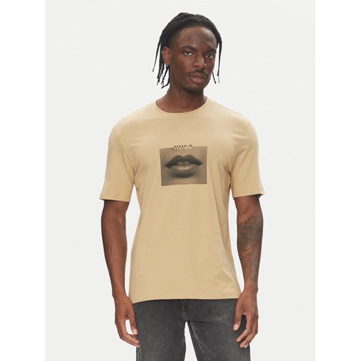 HUGO T-Shirt Deterni 50544496 Beżowy Regular Fit ze sklepu MODIVO w kategorii T-shirty męskie - zdjęcie 183813543