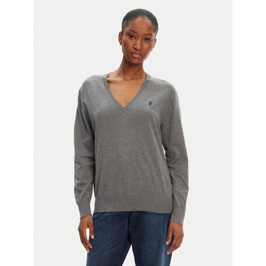 Polo Ralph Lauren Sweter 211972105001 Szary Straight Fit ze sklepu MODIVO w kategorii Swetry damskie - zdjęcie 183813563
